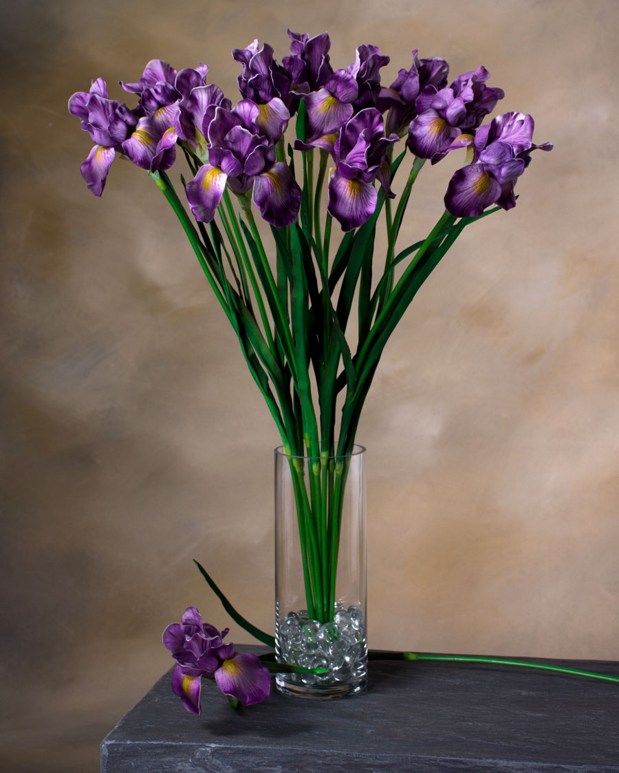 28" Faux Iris Flower Stem