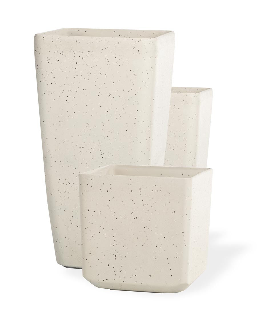 Tall Cubico Decorative Container - 12"W x 23"H - Sand White CTA246-SAW