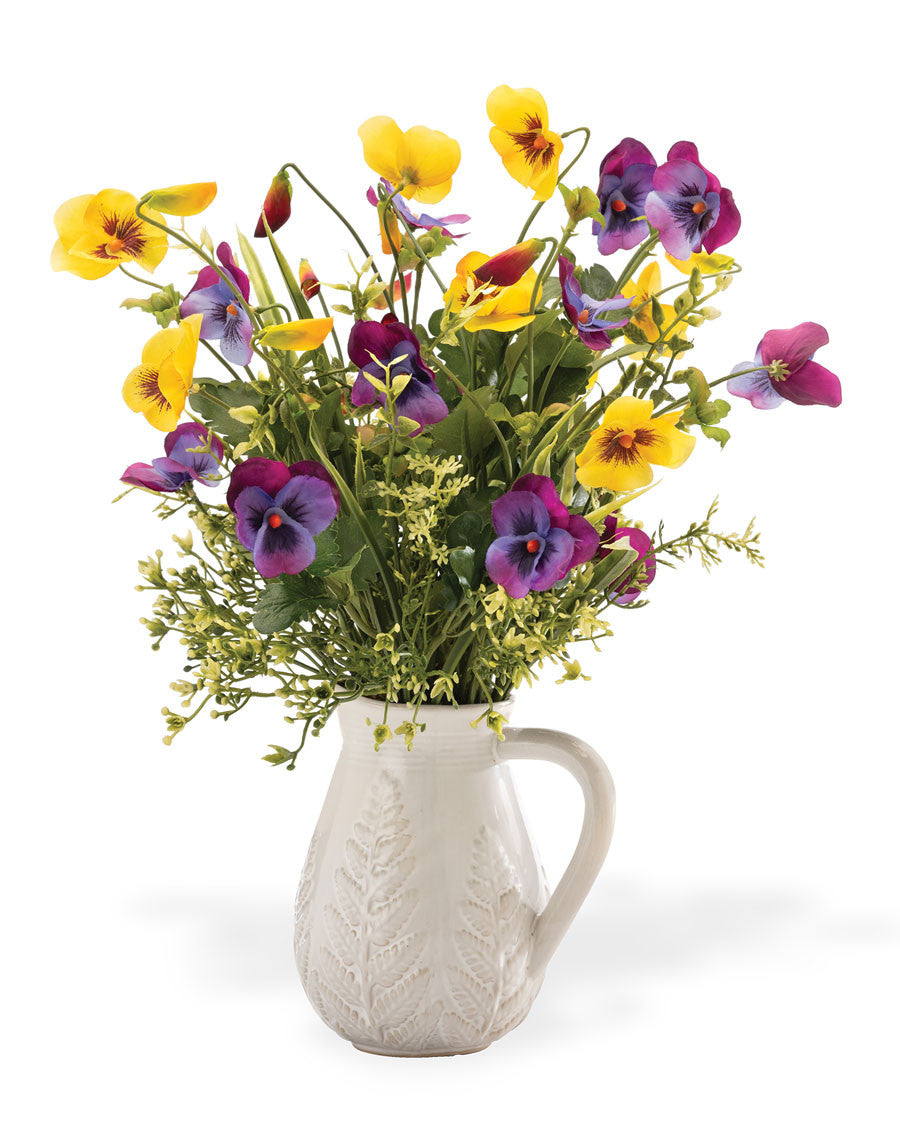 Pansy Pitcher Faux Flower Arrangement FLA164-MP
