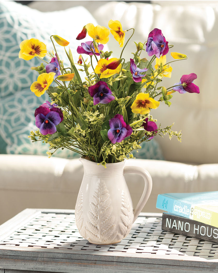 Pansy Pitcher Faux Flower Arrangement FLA164-MP