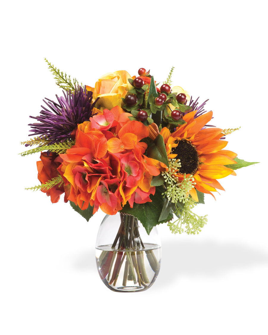 Rose, Hydrangea & Sunflower Silk Flower Accent FLA671-MP