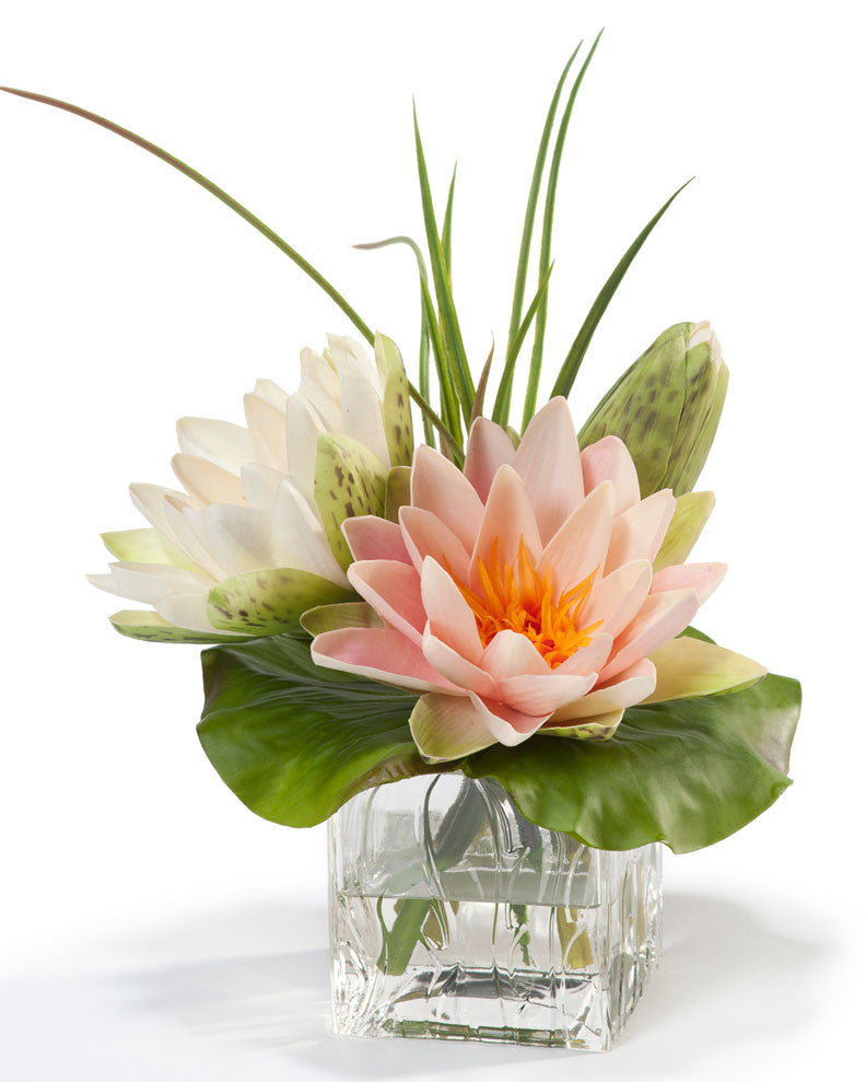 Lotus Blossom & Lily Pad Silk Flower Arrangement FLA705-MS