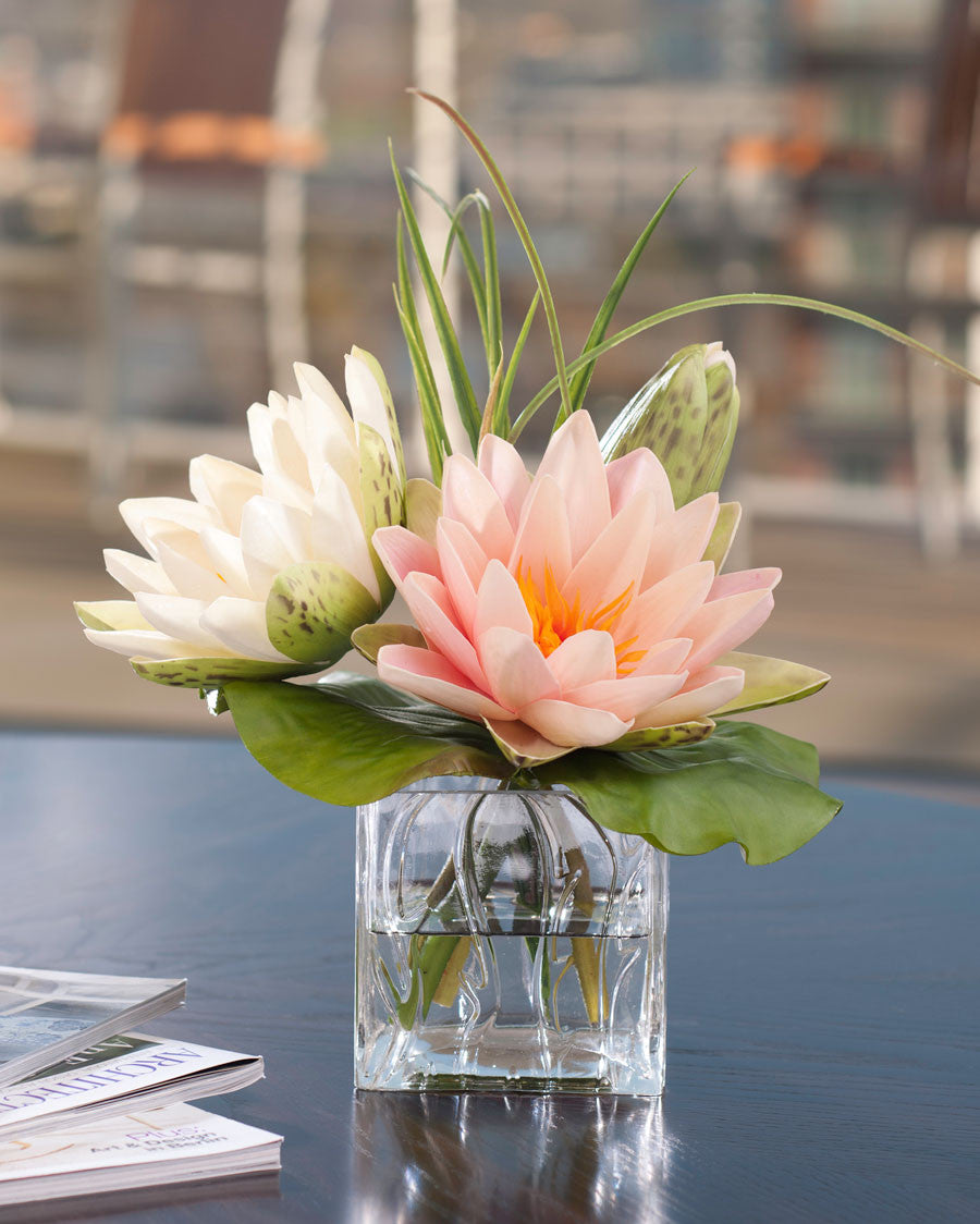Lotus Blossom & Lily Pad Silk Flower Arrangement FLA705-MS