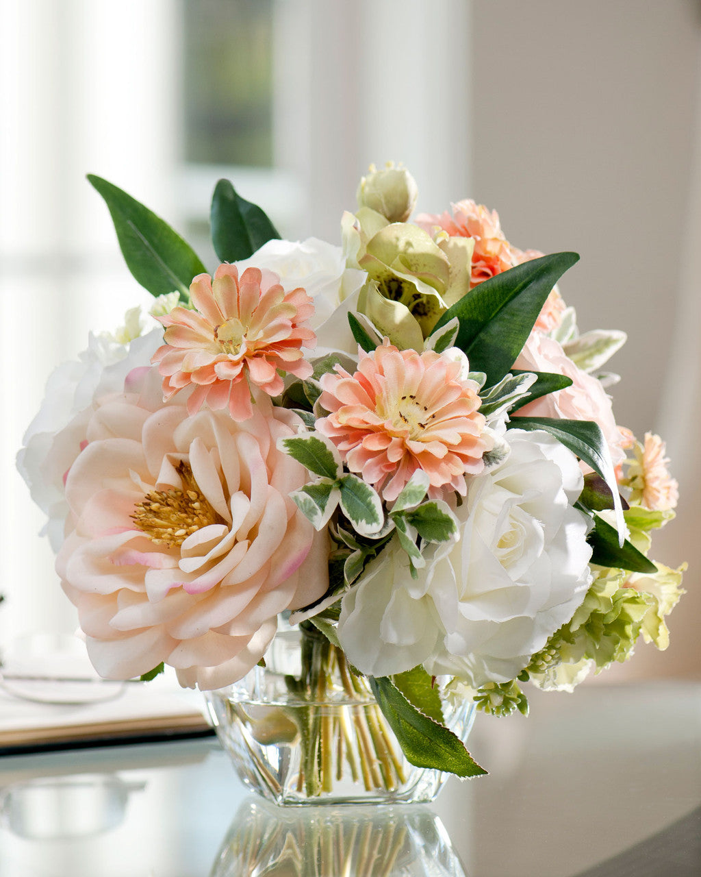 Peaches & Cream Silk Flower Arrangement FLA709-MS