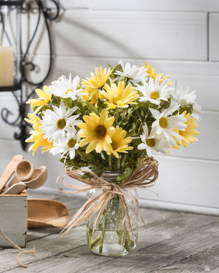 Farmhouse Daisies Silk Flower Arrangement FLA849