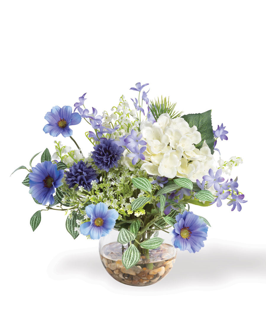 Cosmos & Hydrangea Silk Flower Arrangement FLA979-BLW