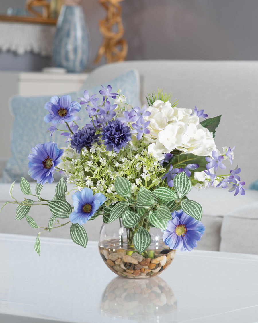 Cosmos & Hydrangea Silk Flower Arrangement FLA979-BLW
