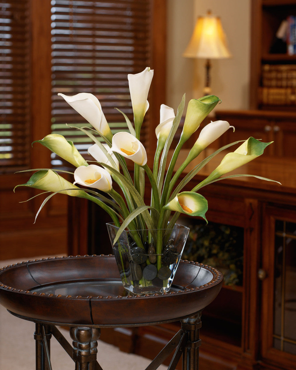 Calla Lily & Foliage Silk Flower Centerpiece FLB108-WG
