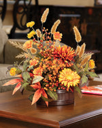 Mums, Cosmos & Daisies Silk Flower Autumn Centerpiece FLB159-MP