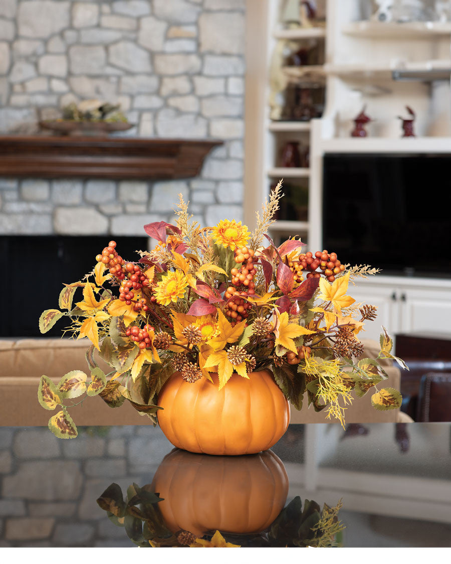 Pumpkin Harvest Faux Flower Centerpiece FLB160-NA