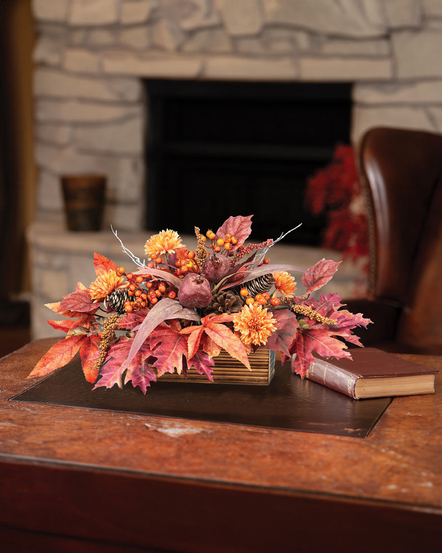 Maple, Pomegranate & Pinecone Faux Autumn Centerpiece FLB161-NA