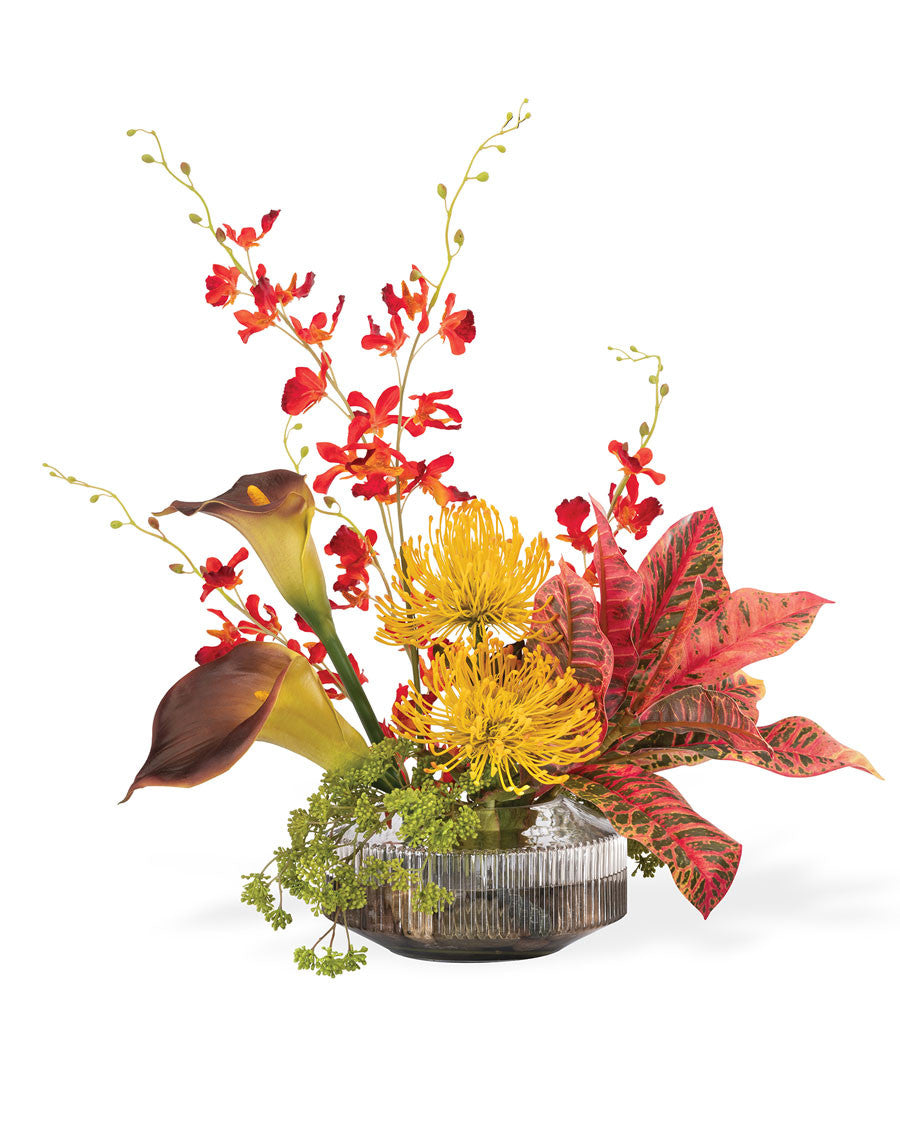 Calla, Croton & Protea Faux Flower Arrangement FLB166-MP