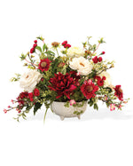 Rose, Dahlia & Scabiosa Silk Flower Centerpiece FLB168-RDW