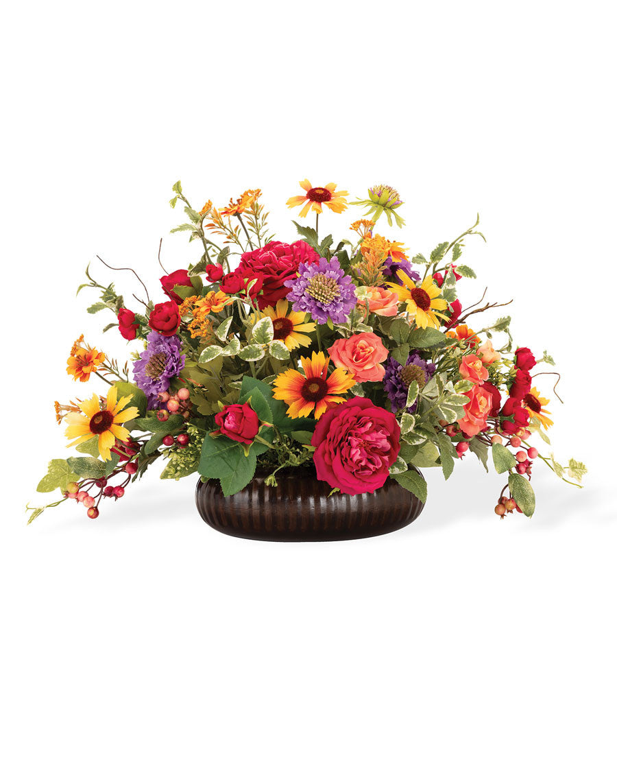 Scabiosa, Rose & Rudbeckia Faux Flower Centerpiece FLB171-MP