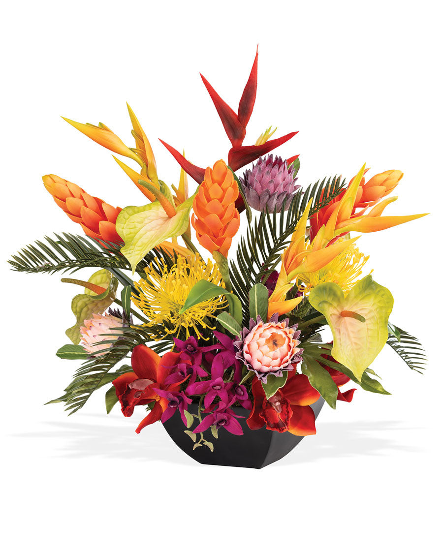 Ginger, Heliconia & Orchid Faux Flower Arrangement FLB186-MP