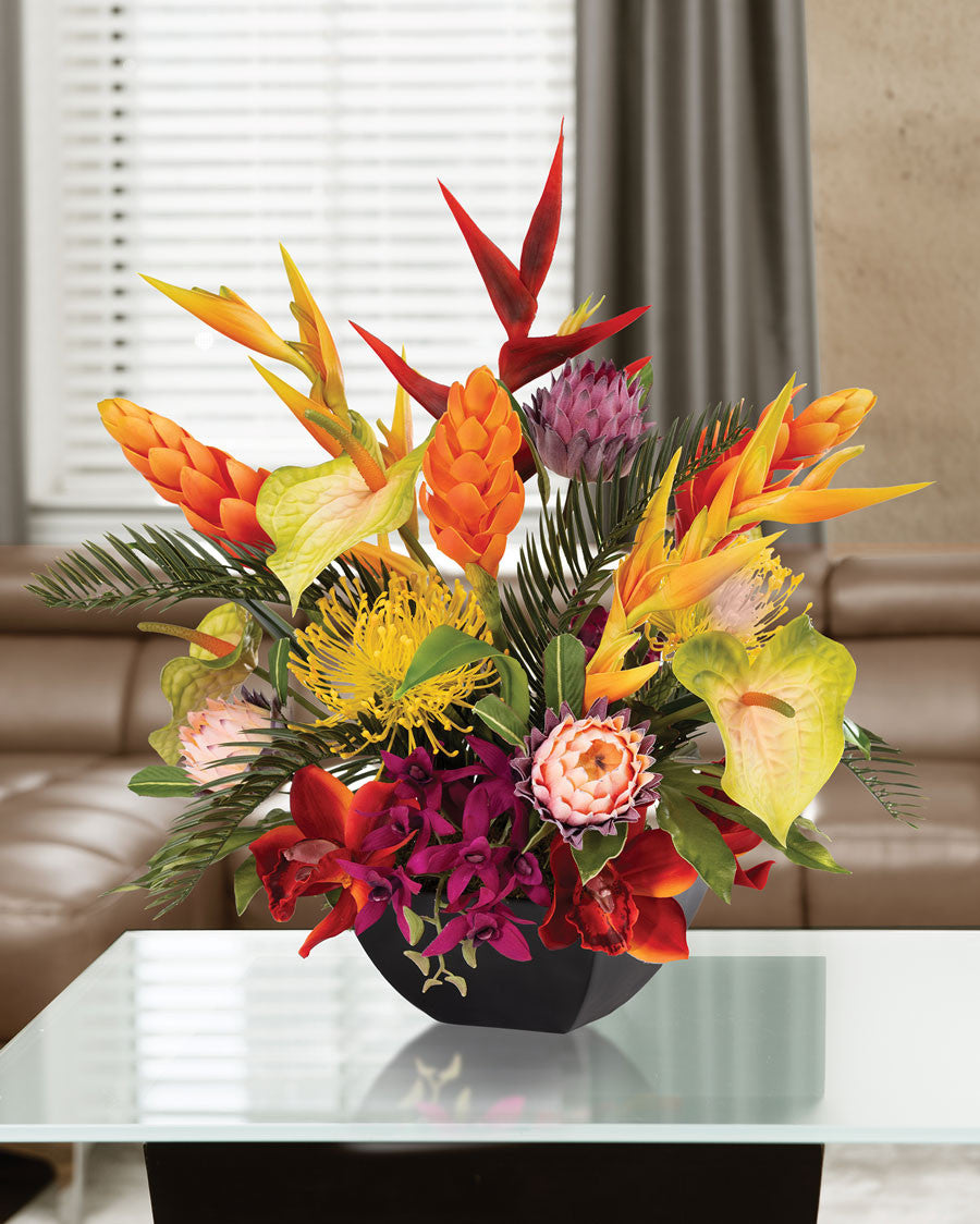 Ginger, Heliconia & Orchid Faux Flower Arrangement FLB186-MP
