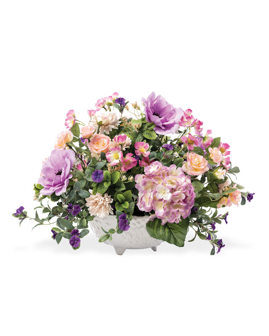 Hydrangea, Anemone & Rose Silk Flower Centerpiece FLB270-MS