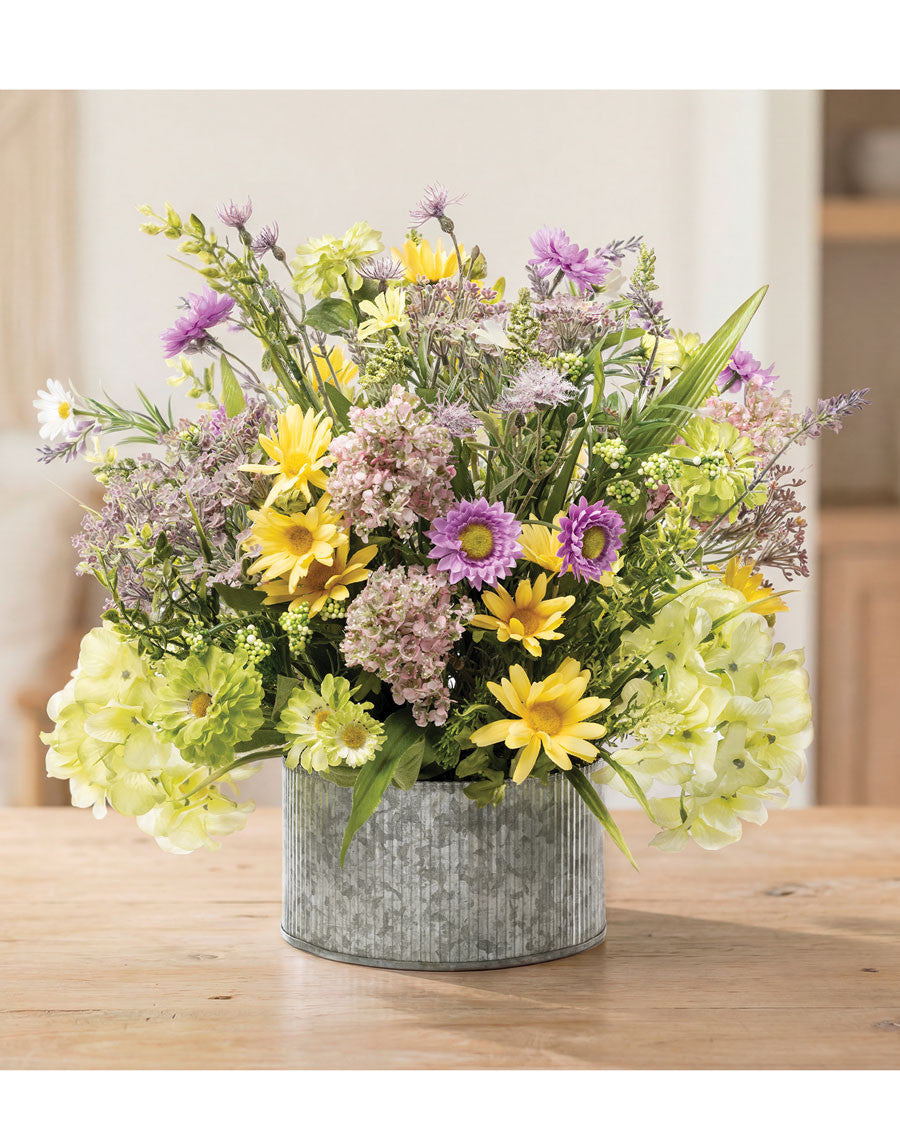 Daisies, Lavender & Lilacs Faux Flower Centerpiece FLB288-MS