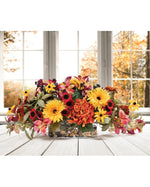 Hydrangea, Zinnia & Daisies Silk Flower Autumn Centerpiece FLB317-MP