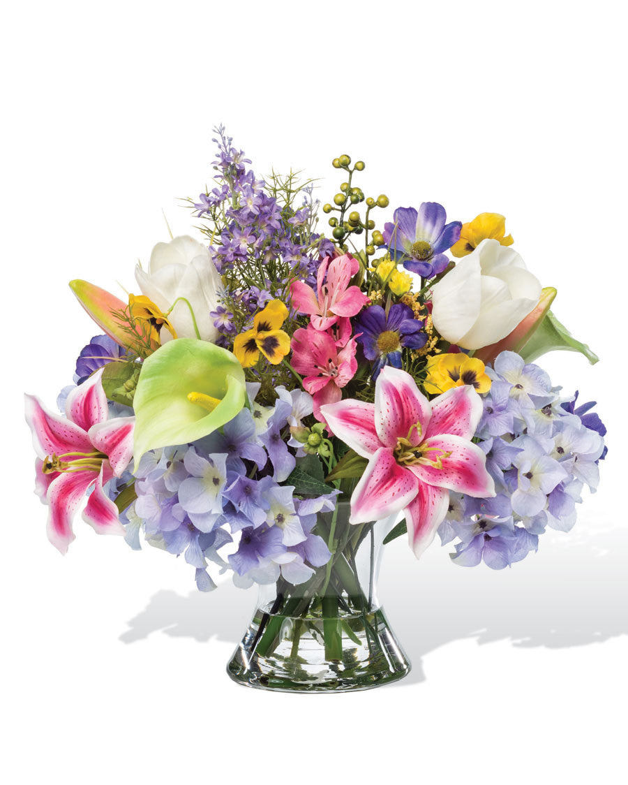 Calla Lily, Tulip & Lily Silk Flower Centerpiece FLB574-MS