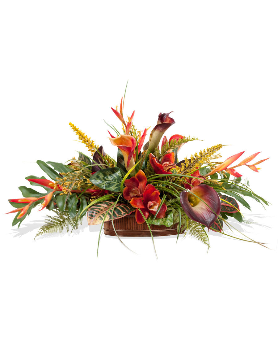 Orchid & Calla Lily Centerpiece Artificial Flower Arrangement FLB603-NA