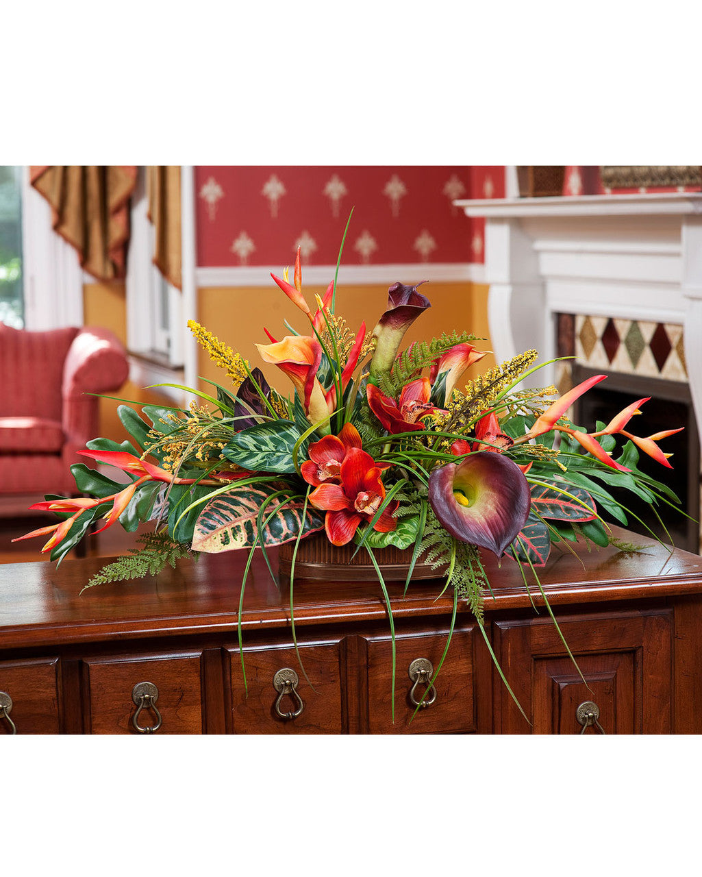 Orchid & Calla Lily Centerpiece Artificial Flower Arrangement FLB603-NA