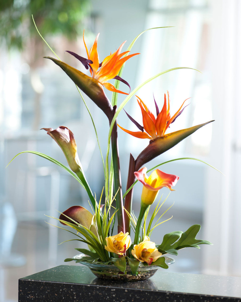 Bird of Paradise & Calla Lily Silk Flower Centerpiece FLB741-MP