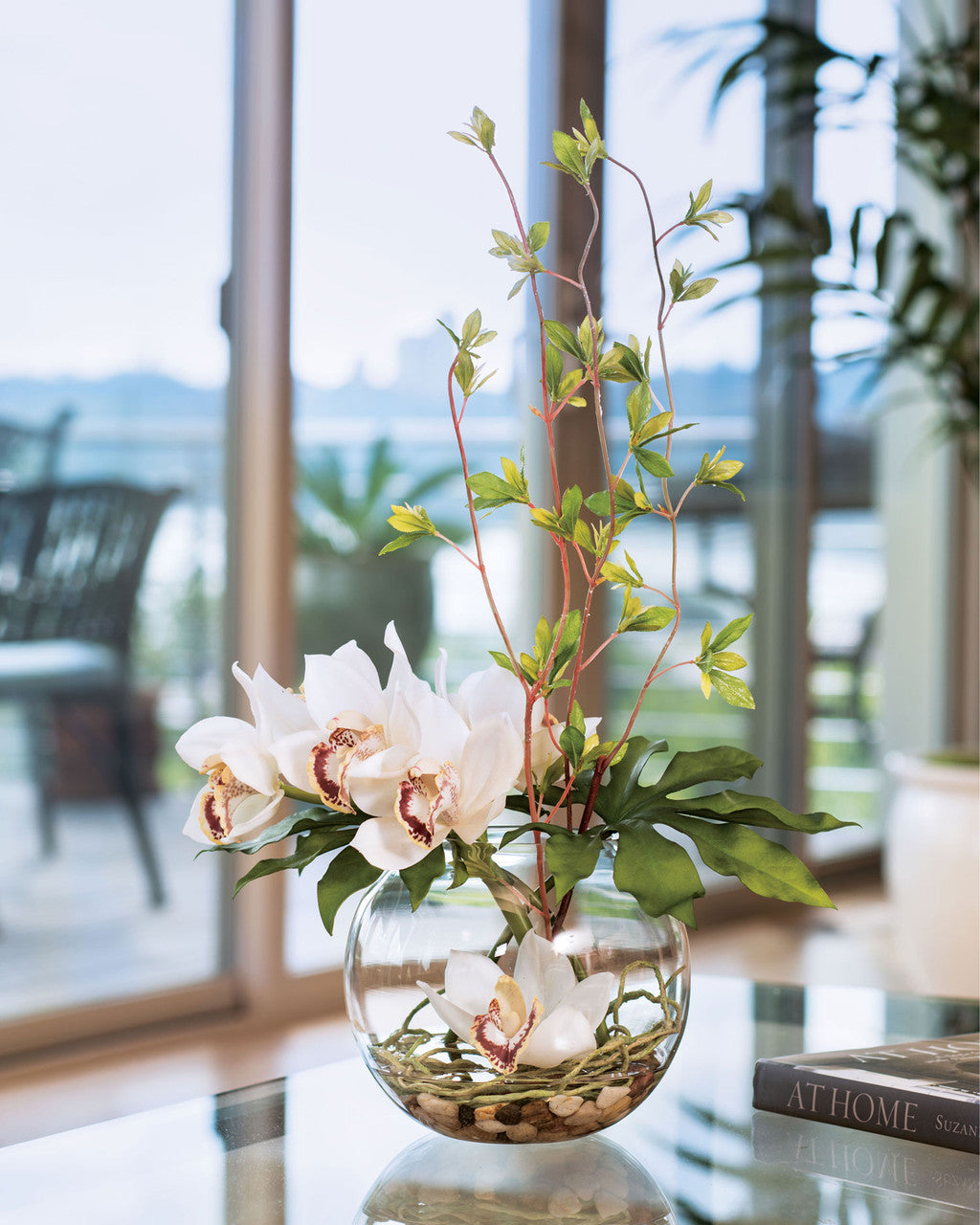 Cymbidium Orchid & Monstera Leaf FLB780