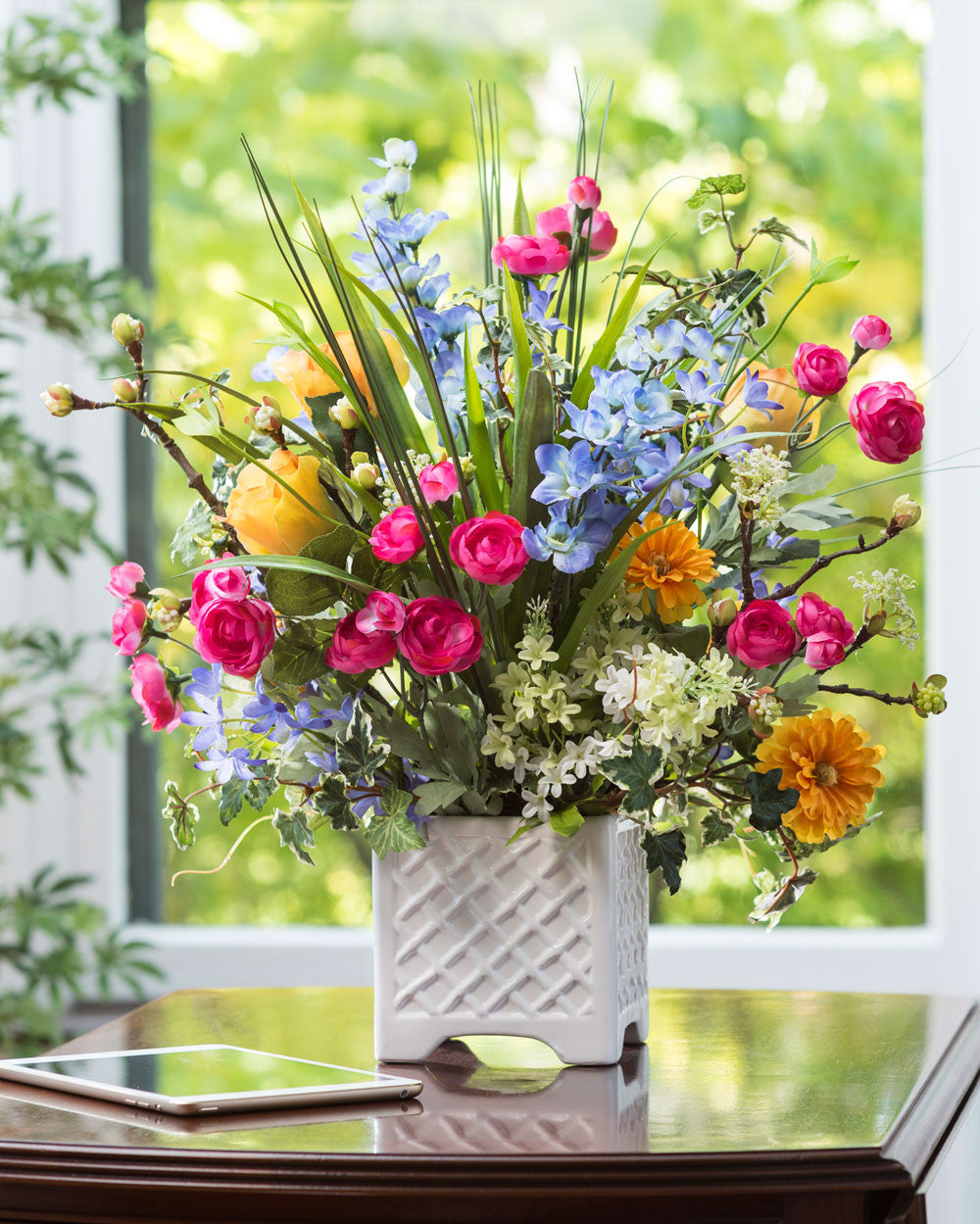 Larkspur, Ranunculus & Rose Silk Flower Arrangement FLB813-MP