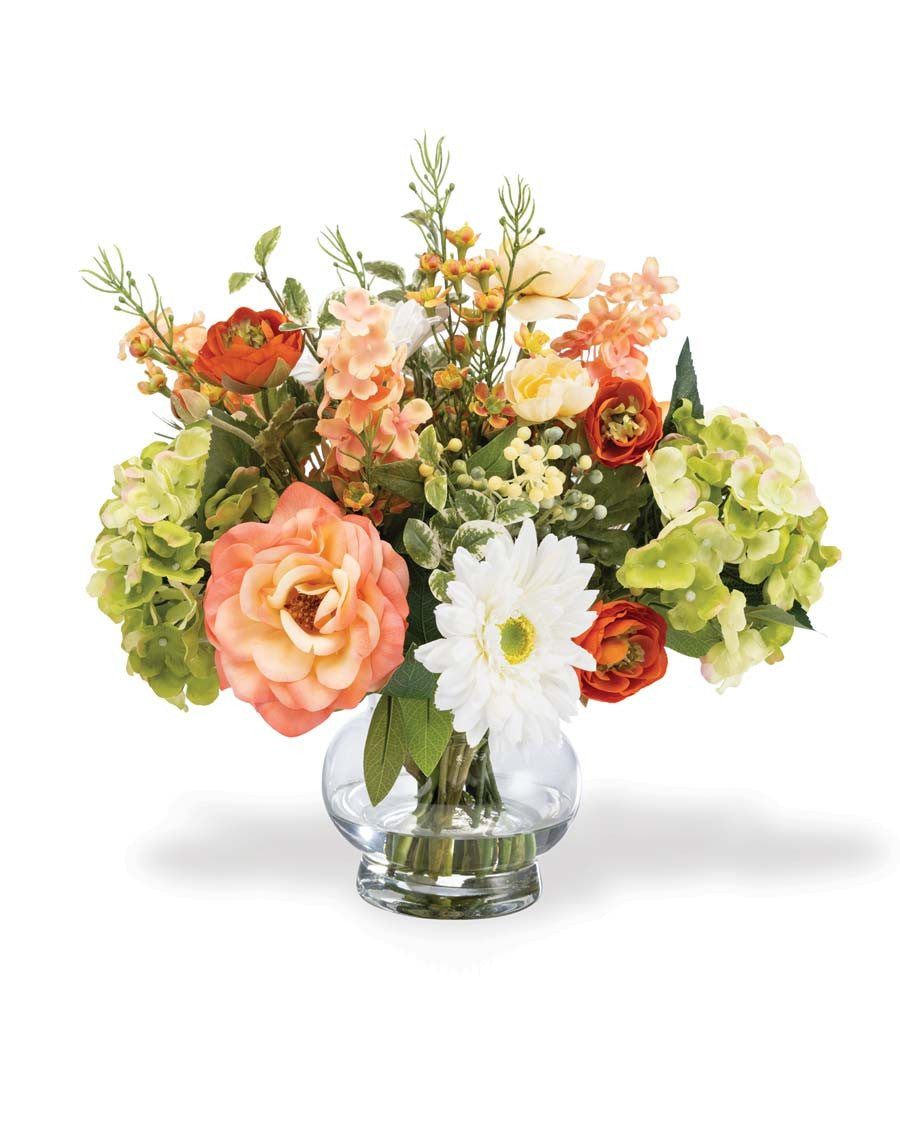 Gerbera, Hydrangea & Rose Silk Flower Arrangement