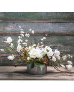 Magnolia & Dahlia Silk Flower Centerpiece FLB865-CRW