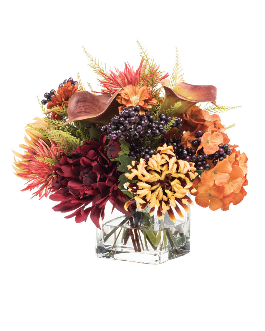 Spider Mum & Blackberries Silk Flower Centerpiece FLB897-NA