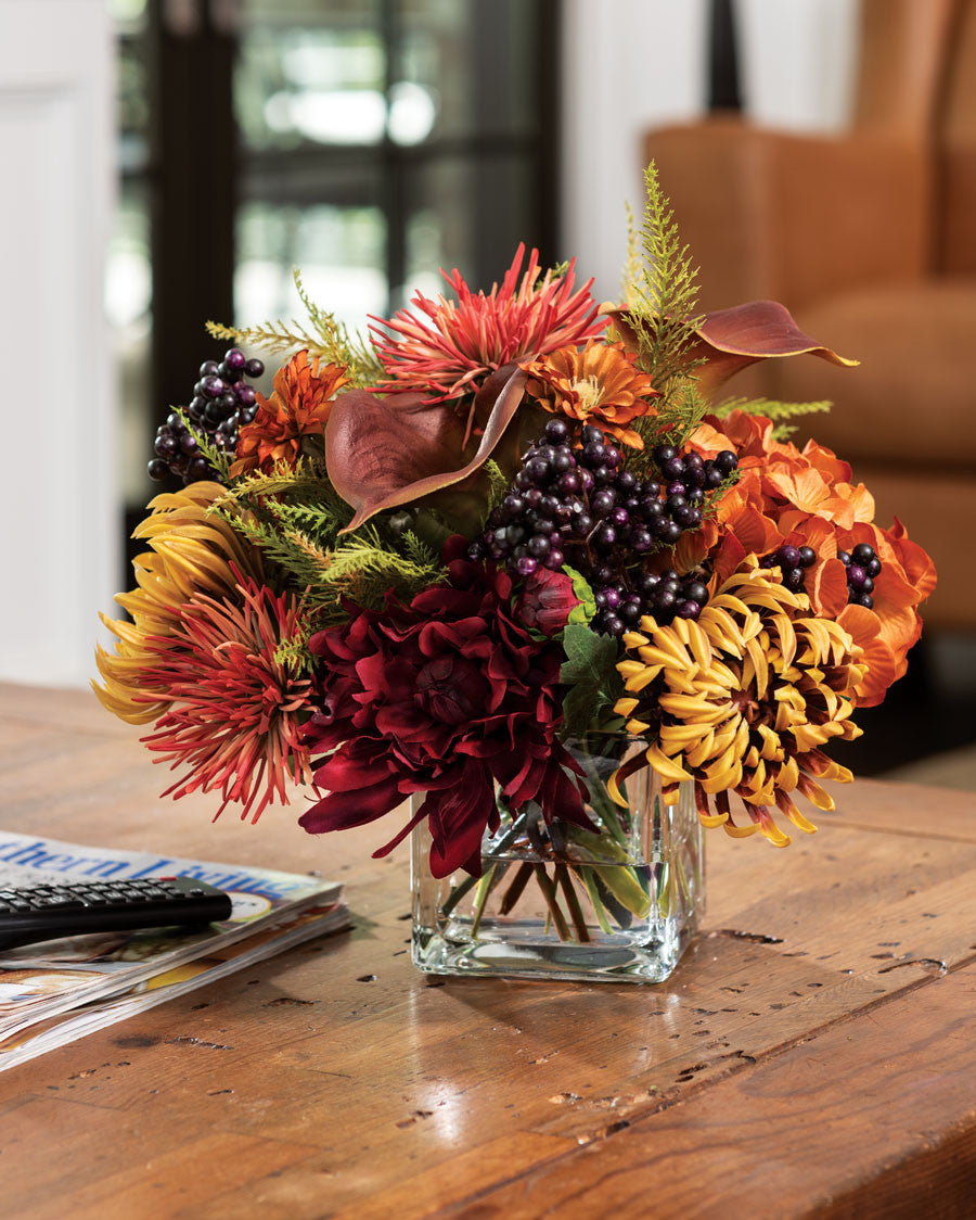 Spider Mum & Blackberries Silk Flower Centerpiece FLB897-NA