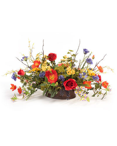 Poppy, Rose & Lilac Silk Flower Centerpiece FLB910-MP