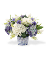 Blissful Blue & White Faux Flower Centerpiece FLB956-BLW