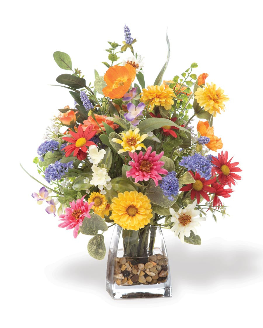 Daisy, Statice & Zinnia Faux Flower Centerpiece FLB992-MP