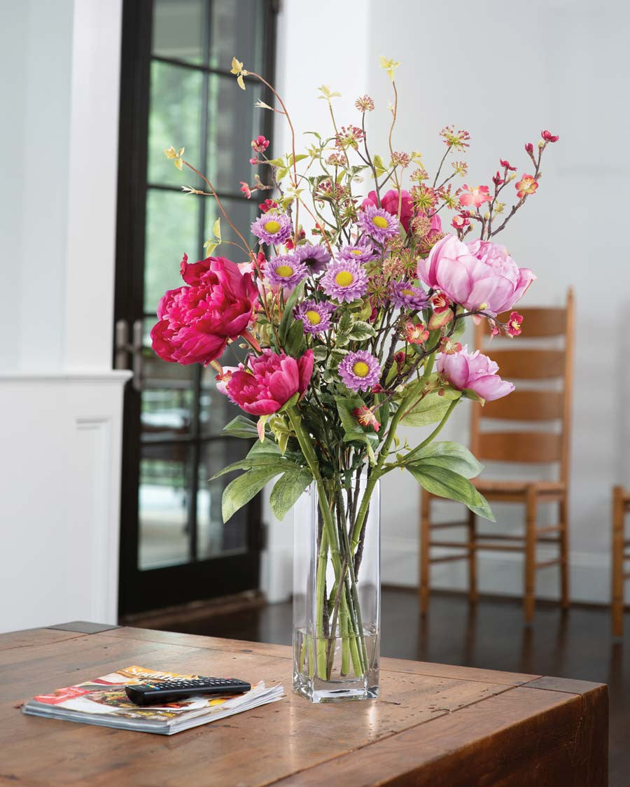 Peony, Aster & Cherry Blossom Faux Flower Arrangement FLC117