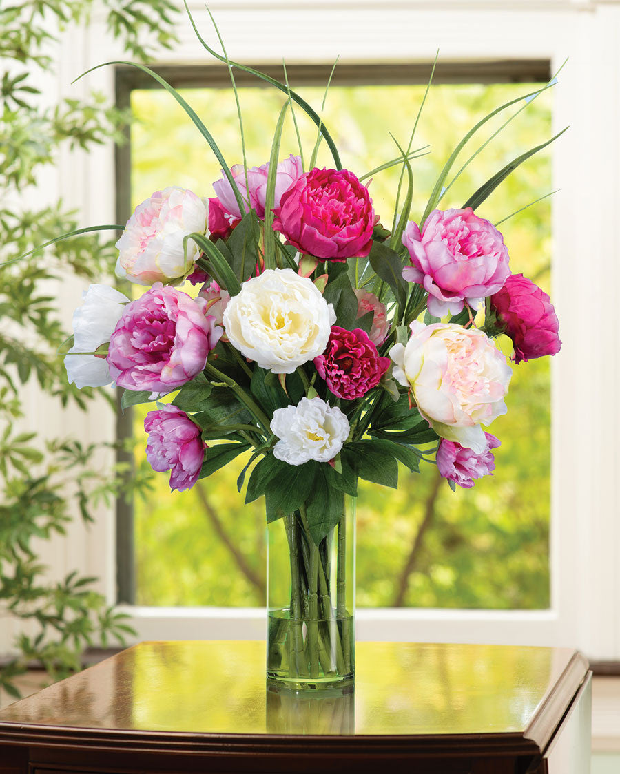 Peony Garden Faux Flower Arrangement