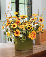 Sunshine Harvest Silk Flower Garden Arrangement FLC436-YEO