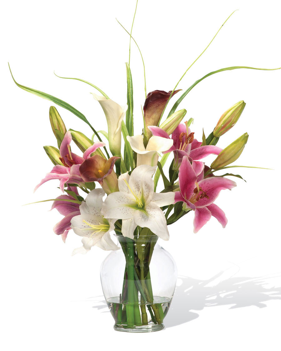 Calla Lily & Rubrum Lily Silk Flower Arrangement FLC720-MS