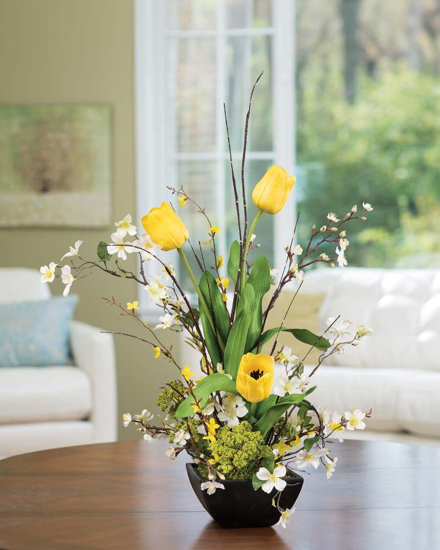 Cherry Blossom, Dogwood & Tulip Silk Flower Arrangement FLC791