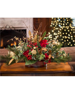 Vintage Holiday Silk Flower Centerpiece HDA246-RDG
