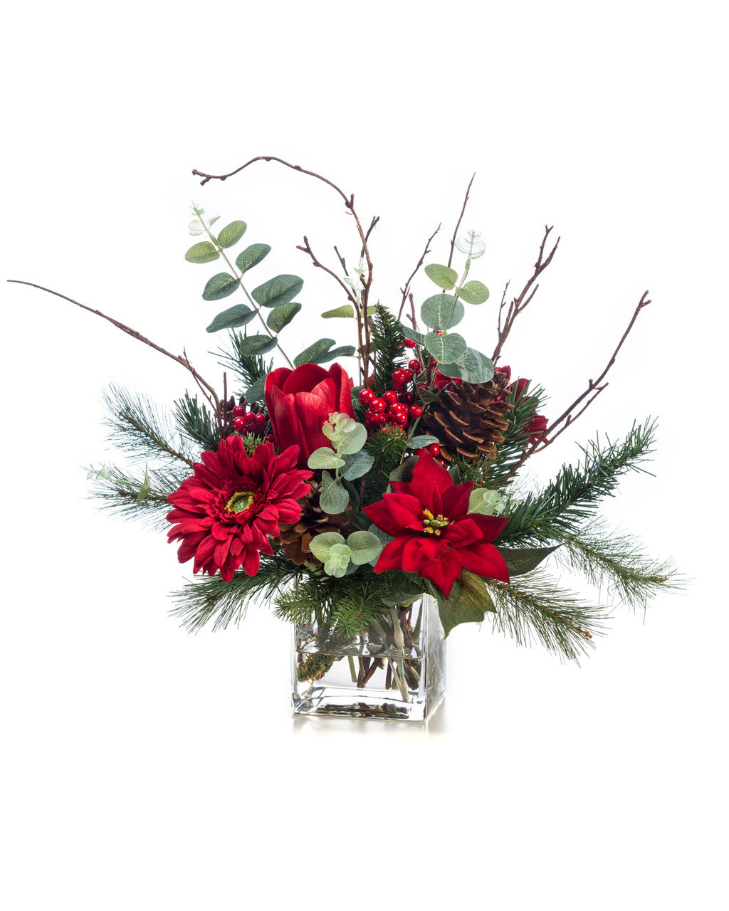 Daisy, Tulip & Poinsettia Silk Flower Accent HDA257-RD