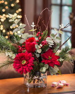 Daisy, Tulip & Poinsettia Silk Flower Accent HDA257-RD