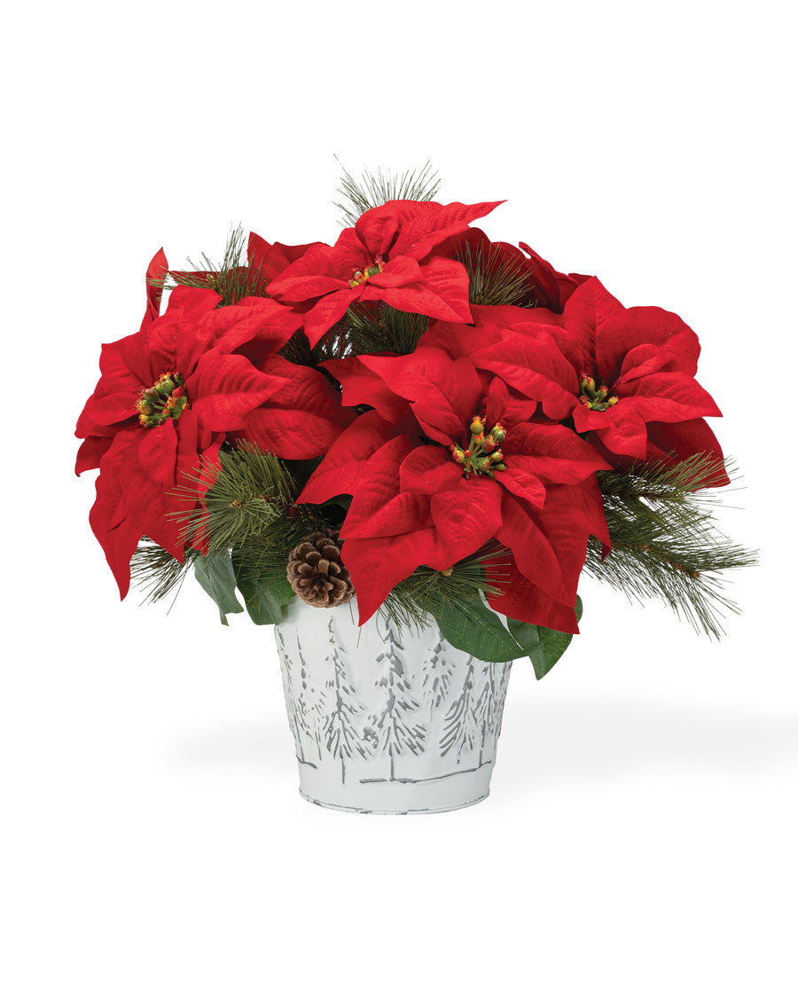 Poinsettia & Pine Artificial Holiday Centerpiece HDA300