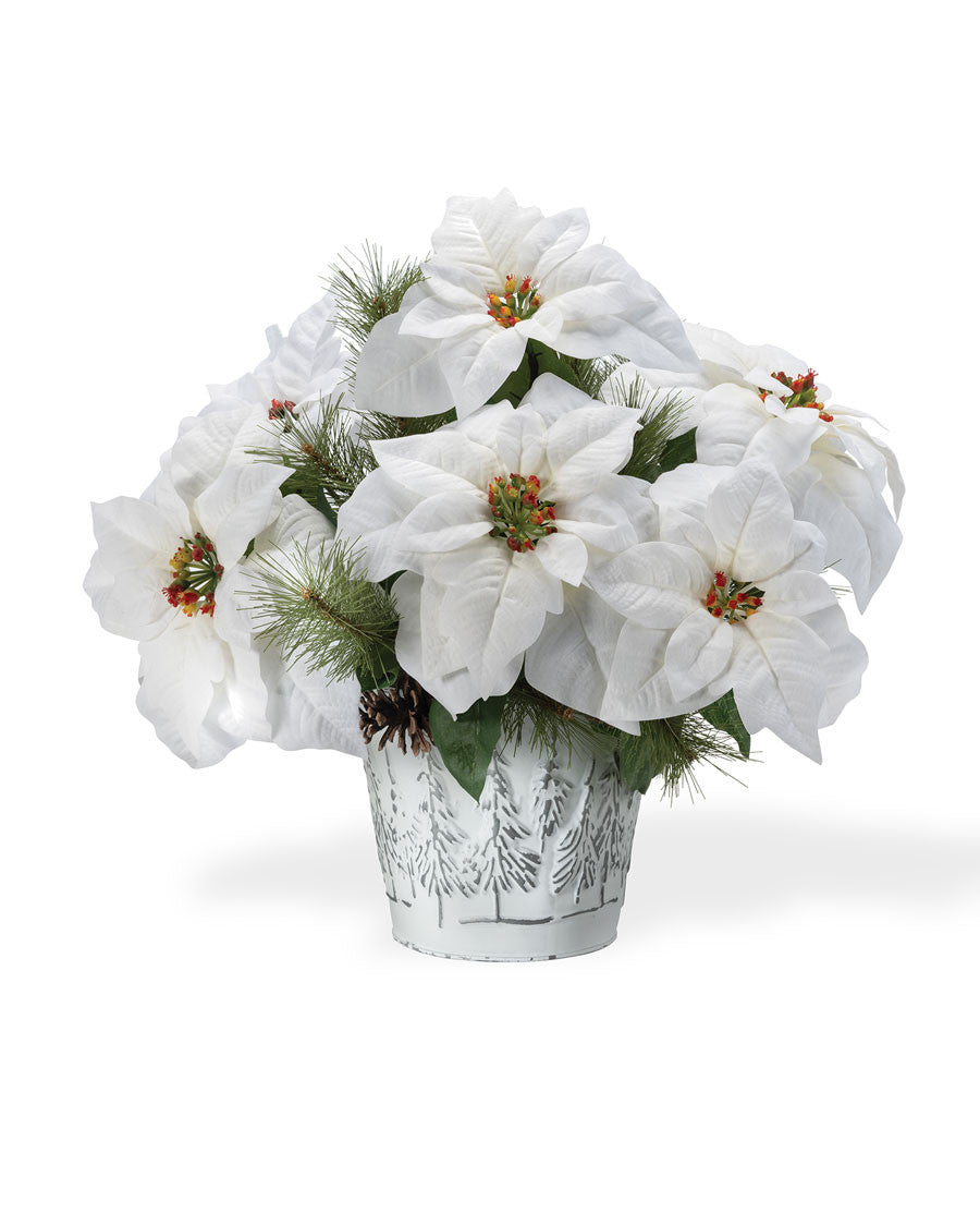 Poinsettia & Pine Artificial Holiday Centerpiece HDA300