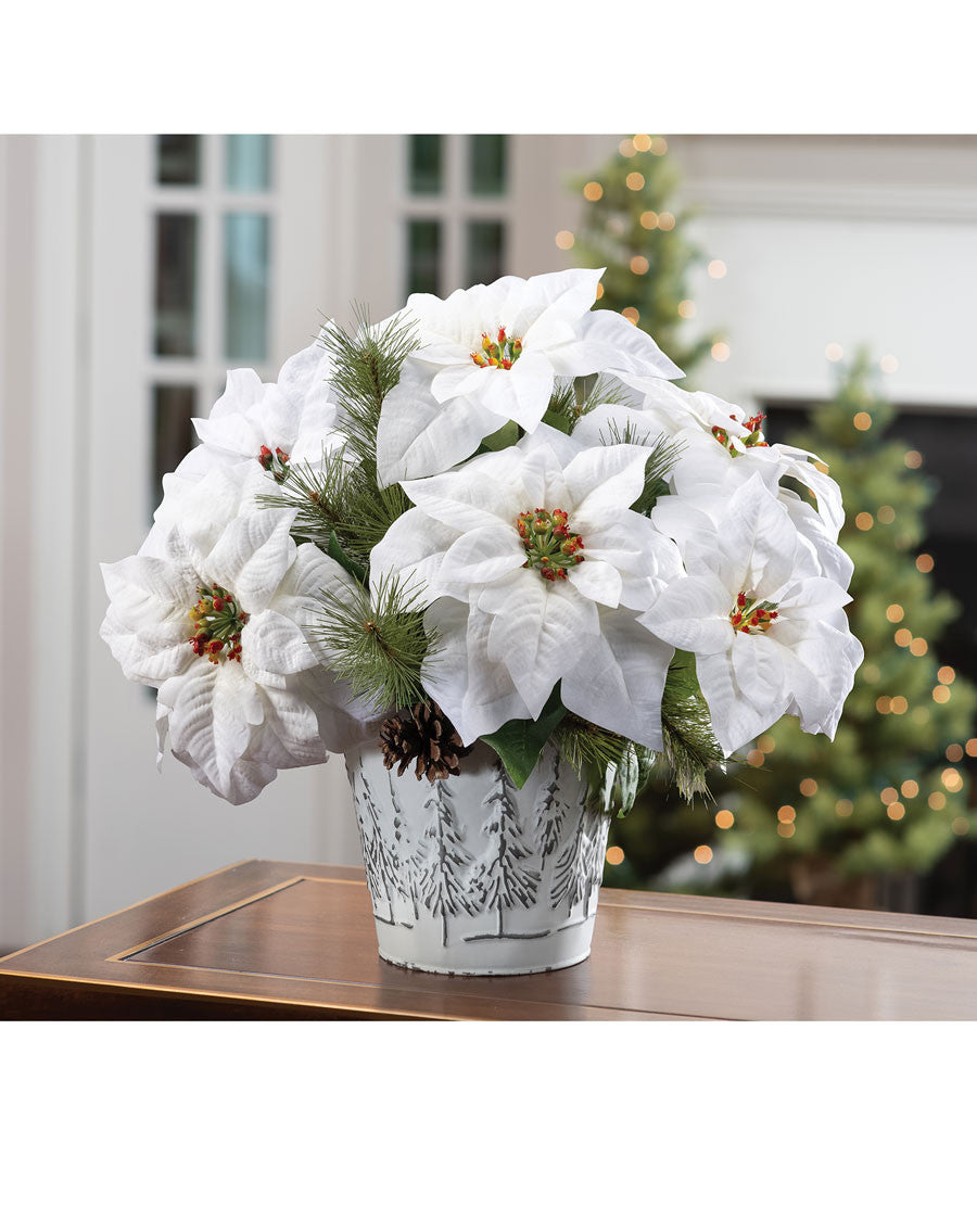 Poinsettia & Pine Artificial Holiday Centerpiece