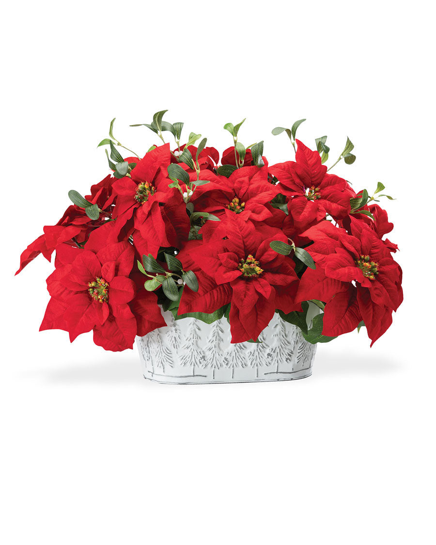 Poinsettia & Mistletoe Artificial Holiday Planter HDA301