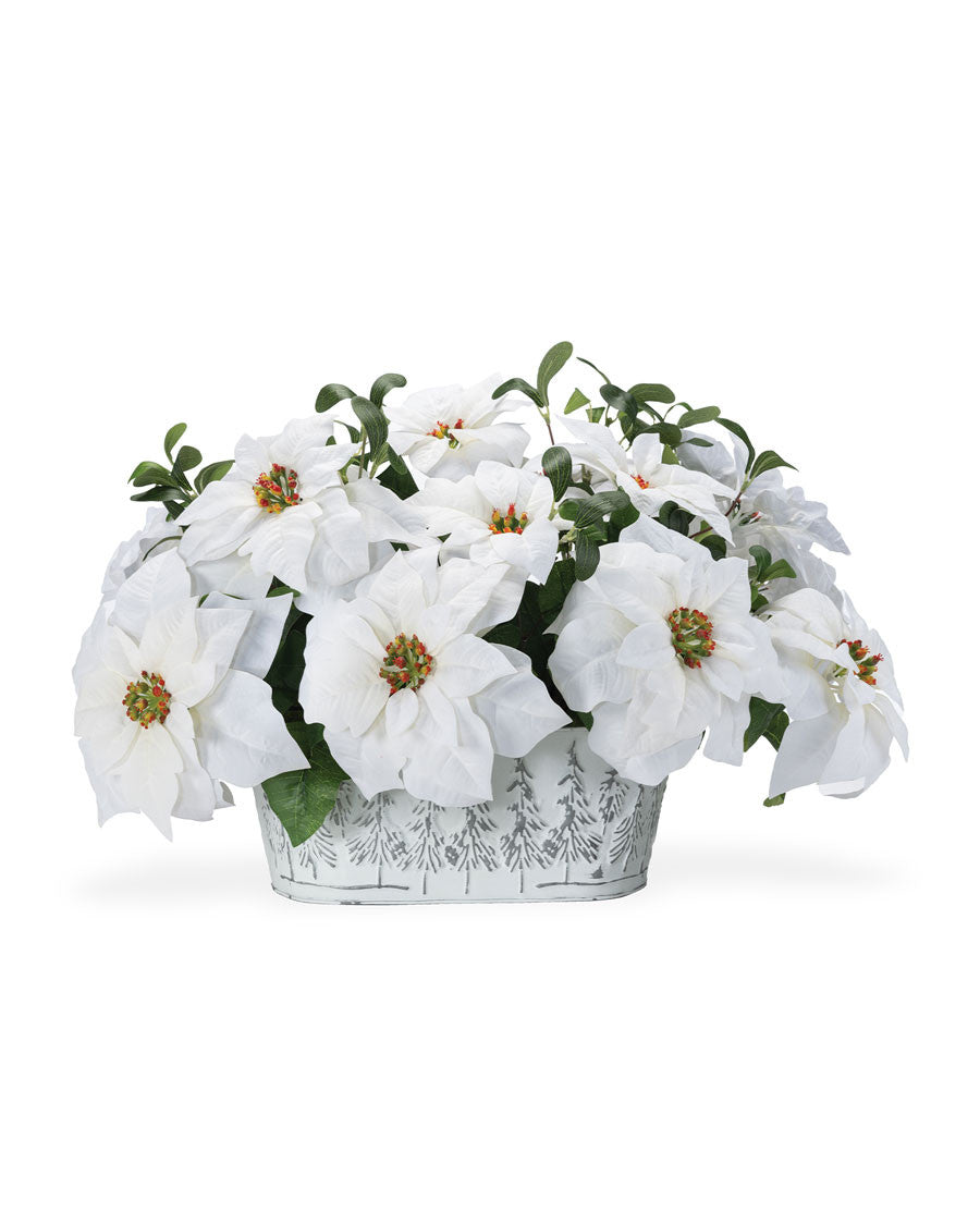 Poinsettia & Mistletoe Artificial Holiday Planter HDA301
