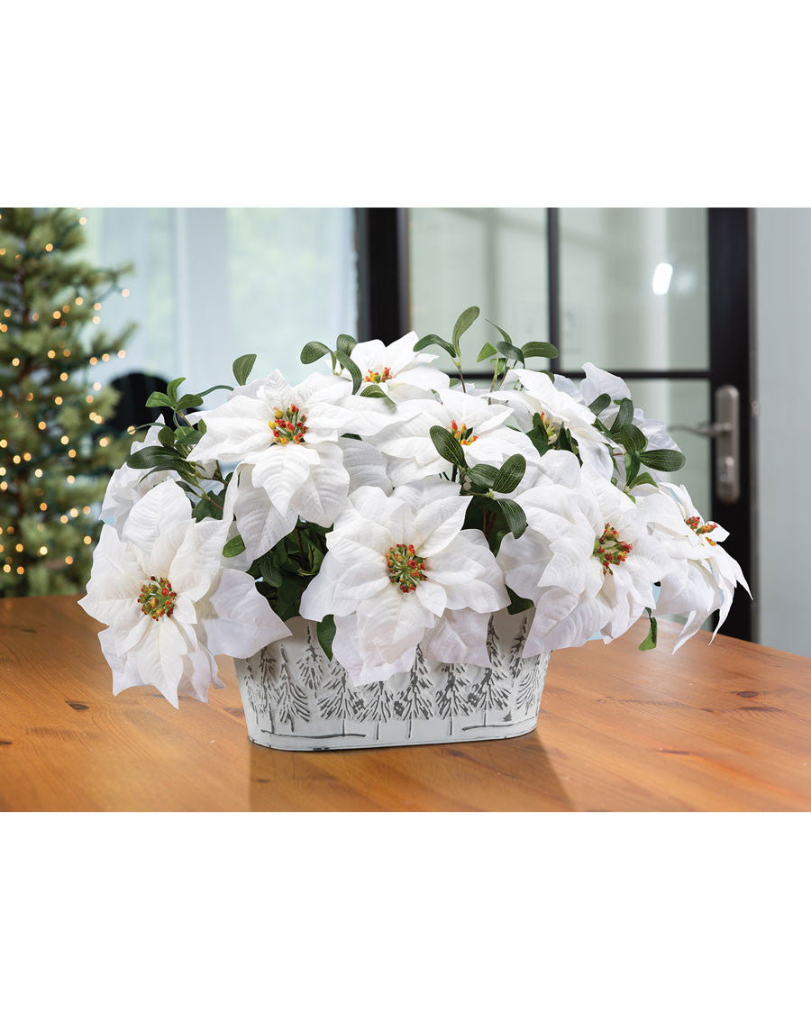 Poinsettia & Mistletoe Artificial Holiday Planter